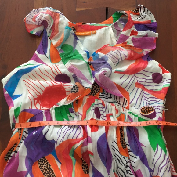 Oliphant ruffle neck maxi dress in papaya floral print M - Picture 12 of 13